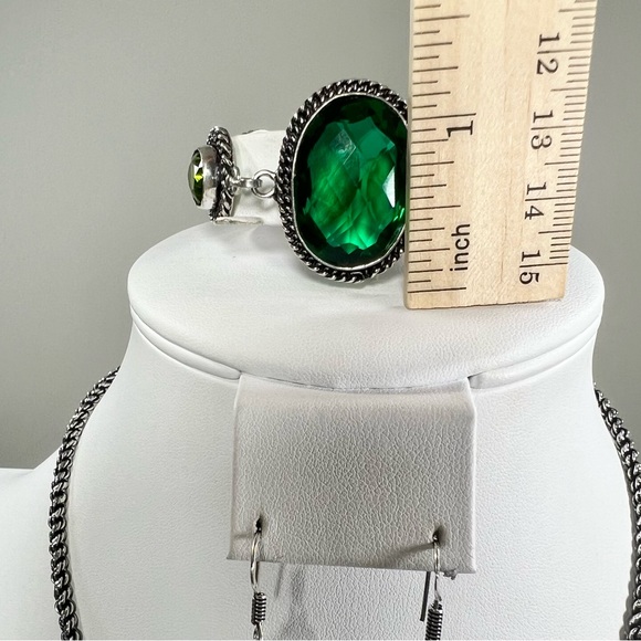 Peridot Rope Design 925 Pendant Bracelet Earrings & Chain - Picture 8 of 11